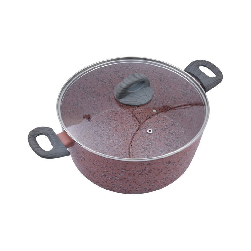 Smidd aluminiumgryta med rosa granit